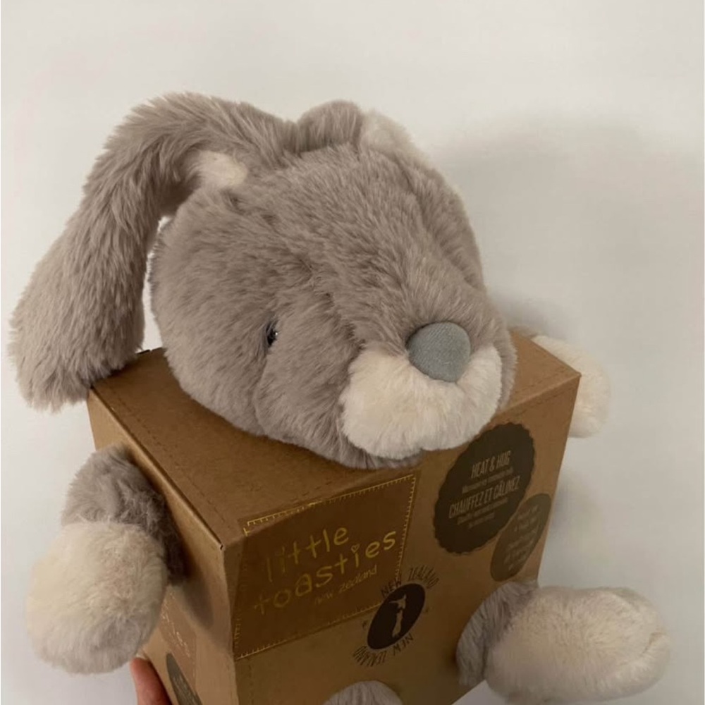 ❌SOLD❌ Heatable Heat Up Taupe Grey Bunny Rabbit Plush Toy Plushie Microwavable